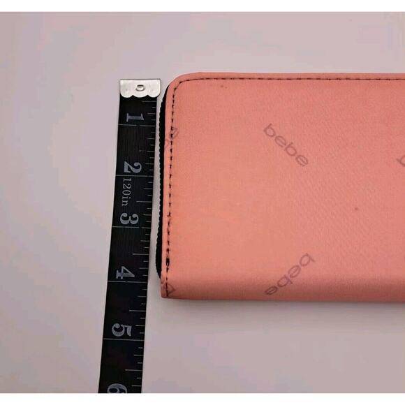 Bebe  Aja Women's Wallet Clutch Zip around Pink Black/Dara with Defects - Picture 4 of 7